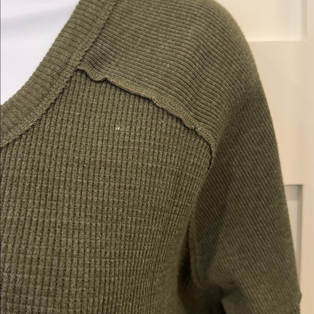 TNA Olive Green Waffle-Knit Long Sleeve Top - Picture 5 of 8